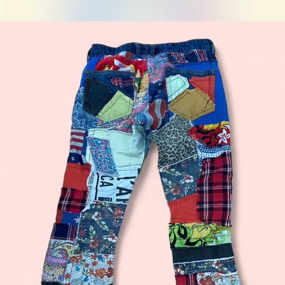 ‘Campus Collage’ Multicolor Patchwork Straight Le… - image 2